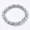Natural Sesame Jasper/Kiwi Jasper Beaded Stretch Bracelets, Round, 1-3/4 inch~2-1/8 inch(48~54mm)