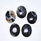 Natural Banded Agate/Striped Agate Cabochons, Dyed, Oval, Black, 40~41x30x7~9mm