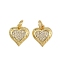 Brass Micro Pave Cubic Zirconia Pendants, Heart Charms, with Jump Ring, Real 16K Gold Plated, 12x11x3mm, Hole: 3.5mm