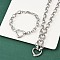 Tarnish Resistant 304 Stainless Steel Cross Rolo Chain Jewelry Sets, Necklace and Bracelet, with Lobster Claw Clasps and Open Heart Links, Stainless Steel Color, 17 inch, 8-1/4 inch~9 inch(210~230mm)