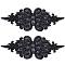 Flower Pattern Glass Bead Beading Appliques, Polyester Lace Appliques, with Sequins, Black, 120x305x3mm