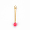Brass Enamel Pendants, with Jump Ring, Cadmium Free & Nickel Free & Lead Free, Match, Real 16K Gold Plated, Cerise, 30x4.5mm, Jump Ring: 5x1mm, 3mm inner diameter