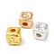 Brass Beads, Long-Lasting Plated, Cube, Mixed Color, 6x6x6mm, Hole: 2.5mm