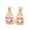 Brass Micro Pave Cubic Zirconia Pendants, Cadmium Free & Lead Free, Real 18K Gold Plated, Bottle, Pearl Pink, 16x9.5x6.5mm, Hole: 6x3mm