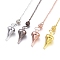 Brass Pointed Dowsing Pendulums, with Lobster Claw Clasps, Teardrop, Mixed Color, 223x2.5mm