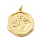 Rack Plating Brass Micro Pave Cubic Zirconia Pendants, Round with Palm Prints and Footprints, with Jump Ring, Lead Free & Cadmium Free, Long-Lasting Plated, Real 18K Gold Plated, Clear, 22.5x20x3.5mm, Hole: 3mm