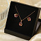 Elegant Fashion Brass Flower Stud Earrings & Pendant Necklaces Sets for Women, Colorful