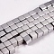 Electroplate Non-magnetic Synthetic Hematite Beads Strands, Cube, Grade A, Platinum Plated, 4x4x4mm, Hole: 1mm, about 91pcs/strand, 16 inch