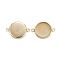 Ion Plating(IP) 304 Stainless Steel Cabochon Connector Settings, Plain Edge Bezel Cups, Flat Round, Golden, Tray: 14mm, 21.5x16x2mm, Hole: 2mm