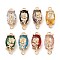 Brass Pave Faceted Glass Oval Connector Charms, Clear Cubic Zirconia Rose Flower Links, Cadmium Free & Nickel Free & Lead Free, Light Gold, Mixed Color, 19x8x7mm, Hole: 1.8mm