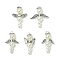 ABS Plastic Imitation Pearl Beads with Brass Rhinestone Spacer Beads and Tibetan Style Alloy Beads and Tibetan Style Alloy Beads, Angel Pendant, Angel & Fairy, 32.5~34x17.5~30.5x7.5~8mm, Hole: 2.5mm, 5pcs/set