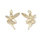 Brass Micro Pave Cubic Zirconia Pendants, Cadmium Free & Nickel Free & Lead Free, with Glass, with Jump Ring, Fairy Charms, Real 18K Gold Plated, 25.5x19x2mm, Hole: 3.4mm