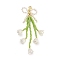 Bowknot & Flower Glass Seed Pendant Decoration, 304 Stainless Steel Lobster Claw Clasps Charms for Bag Ornaments, White, 87mm