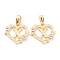 Real 18K Gold Plated Brass  Pendants, Heart with Alphabet, Letter.X, 18x20x3mm, Hole: 6.5x3mm