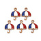 Alloy Enamel Pendants, Cadmium Free & Nickel Free & Lead Free, Umbrella, Light Gold, Red, 16x12x2mm, Hole: 1.6mm