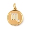 304 Stainless Steel Enamel Charms, with Jump Ring, Flat Round with Twelve Constellations Charm, Scorpio, 14x12x1.8mm, Hole: 3.5mm