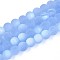 Frosted Transparent Glass Beads Strands, Round, Half Plated, AB Color Plated, Royal Blue, 9.5~10mm, Hole: 1.2mm, about 39~41pcs/strand, 14.57~15.75''(37~40cm)