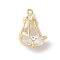 Brass Pendants, with Glass, Flower, Golden, Clear, 19x12x6mm, Hole: 1.2mm