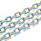 304 Stainless Steel Enamel Cable Chains, Oval, Unwelded, Ion Plating(IP), Golden, Light Sky Blue, 11x8x2mm