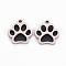 304 Stainless Steel Enamel Charms, Stainless Steel Color, Dog Paw Prints, Black, 13x12x1mm, Hole: 1.5mm