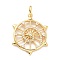 Brass Micro Pave Clear Cubic Zirconia Pendants, with Jump Ring, Long-Lasting Plated, Helm, Real 18K Gold Plated, 25.5x20.5x3mm, Jump Ring: 6x1mm, 4mm Inner Diameter