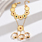 Bohemian Brass Finger Ring Bracelets, Flat Round, Colorful, 8-5/8 inch(22cm)