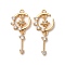 Brass Micro Pave Clear Cubic Zirconia Pendants, Cadmium Free & Nickel Free & Lead Free, Moon & Star, Real 18K Gold Plated, 28.5x12x3mm, Hole: 1.4mm