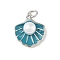 Brass Enamel Pendants, Shell Shape Charms with ABS Imitation Pearl Beads and Jump Rings, Rack Plating, Cadmium Free & Lead Free, Long-Lasting Plated, Platinum, Steel Blue, 16.5x14.5x6.5mm, Hole: 3.5mm