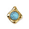 Synthetic Turquoise Pendants, 304 Stainless Steel Rhombus Charms, Ion Plating(IP), Golden, 22x18.5x8~8.5mm, Hole: 3.5x5.5mm