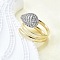 Brass Micro Pave Clear Cubic Zirconia Cuff Rings for Women, Teardrop, Cadmium Free & Lead Free, Platinum & Golden, 20mm, Inner Diameter: 17.2mm