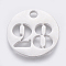 Non-Tarnish 304 Stainless Steel Pendants, Cut-Out, Hollow, Flat Round with Number, Stainless Steel Color, Num.28, 19x1.5mm, Hole: 2.5mm