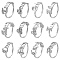 Non-Tarnish 12Pcs 12 Constellation 304 Stainless Steel Open Cuff Rings Set for Women, Stainless Steel Color, US Size 7 1/4(17.5mm)~US Size 7 3/4(17.9mm), 1Pc/style