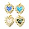 Brass Micro Pave Cubic Zirconia Pendants, Cadmium Free & Lead Free, with Synthetic Opal and Jump Ring, Real 18K Gold Plated, Heart, Real 18K Gold Plated, 18.5x16.5x4mm, Hole: 3.5mm