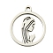 Non-Tarnish 201 Stainless Steel Pendants, Ring with Goddess Charm, Laser Cut, Stainless Steel Color, 17.5x15x1mm, Hole: 1.5mm