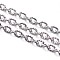 Lead Free & Nickel Free Iron Textured Cable Chains, Unwelded, with Spool, Oval, Platinum Color, 4x3x1mm, about 328.08 Feet(100m)/roll