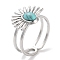 Ion Plating(IP) 304 Stainless Steel Ring, Synthetic Turquoise Rings, Flower, 15.5x12.5mm, Inner Diameter: Adjustable