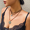 Western Cowboy Style Alloy & Round Synthetic Turquoise Pendant Faux Suede Cord 3 Layer Necklaces for Women, Antique Silver, Flower, 13.78 inch(35cm)