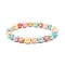 Acrylic Beaded Stretch Bracelet with Heart for Women, Colorful, Inner Diameter: 2-1/4 inch(5.8cm)