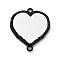Double-faced Glass Mirror Connector Charms, with Black Alloy Frame, Heart, 36x30.5x2.5mm, Hole: 2.5mm