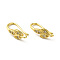 Brass Micro Pave Clear Cubic Zirconia Earring Hooks, Ear Wire, with Loops, Cadmium Free & Lead Free, Leaf, Real 18K Gold Plated, 16mm, Hole: 1mm, 20 Gauge, Pin: 0.8mm