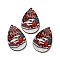 Single Face Printed Wood Big Pendants, Christmas Teardrop Charms, Red, 54x36.5x2.4mm, Hole: 2mm