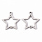 201 Stainless Steel Chandelier Components Links, Star, Laser Cut, Golden, 21x20x1mm, Hole: 1.5mm and 1mm