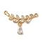 Brass Micro Pave Cubic Zirconia Pendants, Nickel Free, Leaf with Teardop Charms, Golden, 20x24x2.5mm, Hole: 1.2mm