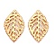 Transparent Acrylic Pendants, Leaf, Gold, 34.5x20.5x3mm, Hole: 1.4mm