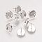 Brass Ear Stud Bezel Settings, Nickel Free, Silver Color Plated, Tray: 10mm, 12x0.8mm