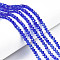 Electroplate Glass Beads Strands, AB Color Plated, Faceted, Rondelle, Blue, 10x8mm, Hole: 1mm, about 60~61pcs/strand, 46~48cm