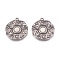 304 Stainless Steel Pendants,  Flat Round with Star of David, Gunmetal, 24x21x3mm, Hole: 2mm