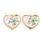 304 Stainless Steel Pendants, Heart with Flower, with Enamel and ABS Plastic Imitation Pearl, Real 18K Gold Plated, Pink, 21.5x24x4.5mm, Hole: 1.6mm