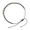 Elegant Natural Gemstone & Glass Seed Round Beads Braided Beaded Bracelets for Women, Black, Inner Diameter: 11 inch(28cm)