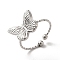 Non-Tarnish 304 Stainless Steel Butterfly Open Cuff Rings for Women, Stainless Steel Color, US Size 7 3/4(17.9mm)